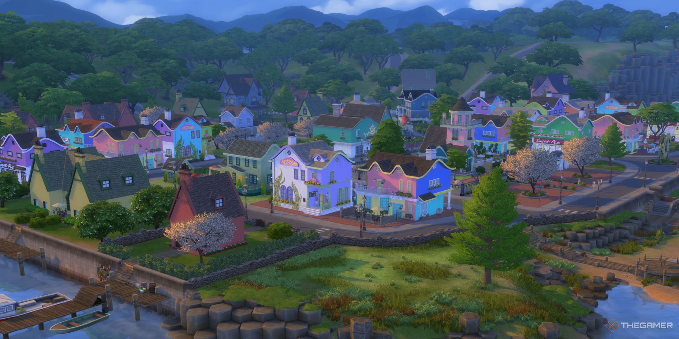Wide shot of Coast of Adhor in The Sims 4 enchanted by nature.