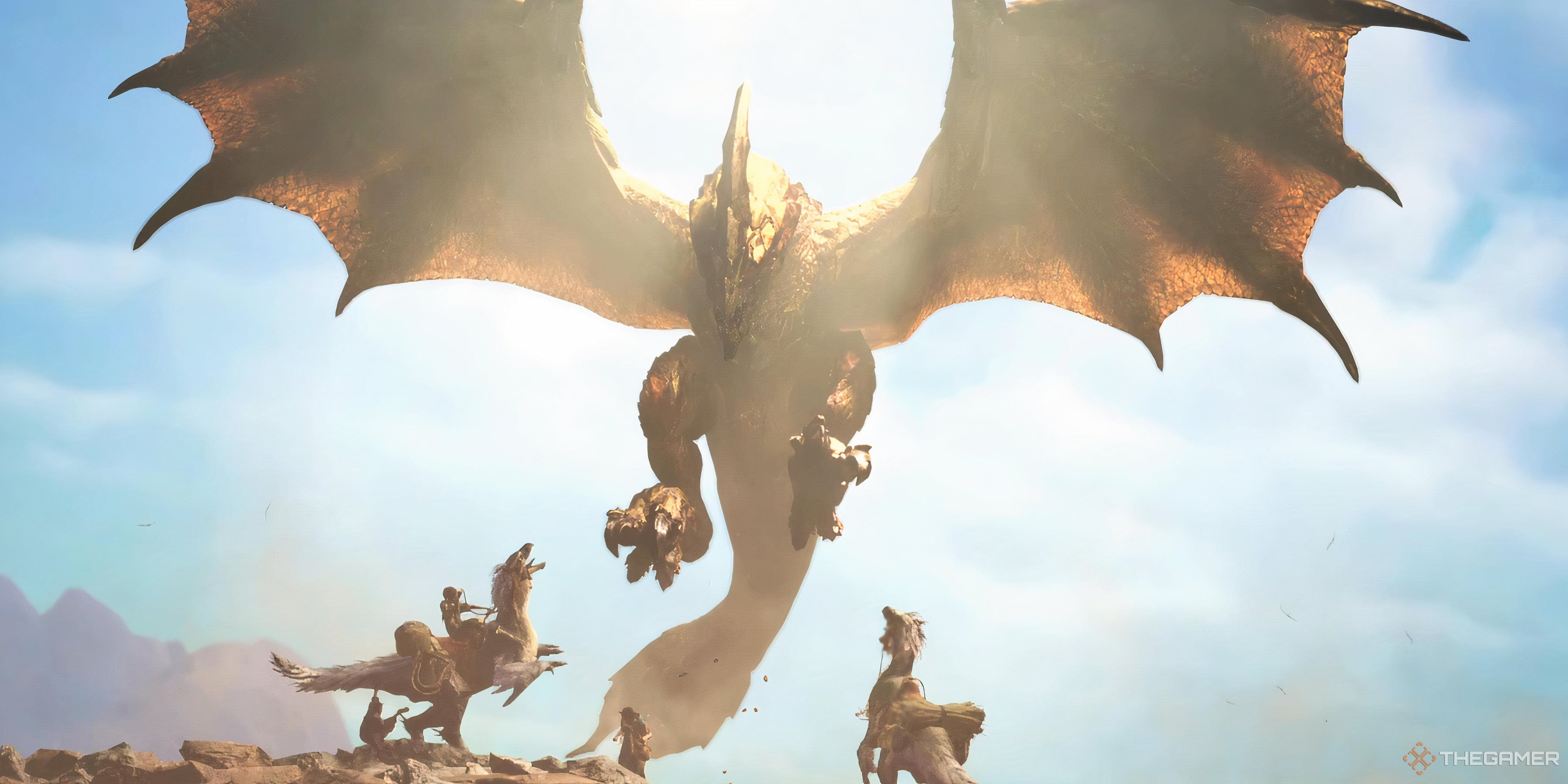The Seregios attacking Seikrets in Monster Hunter Wilds.