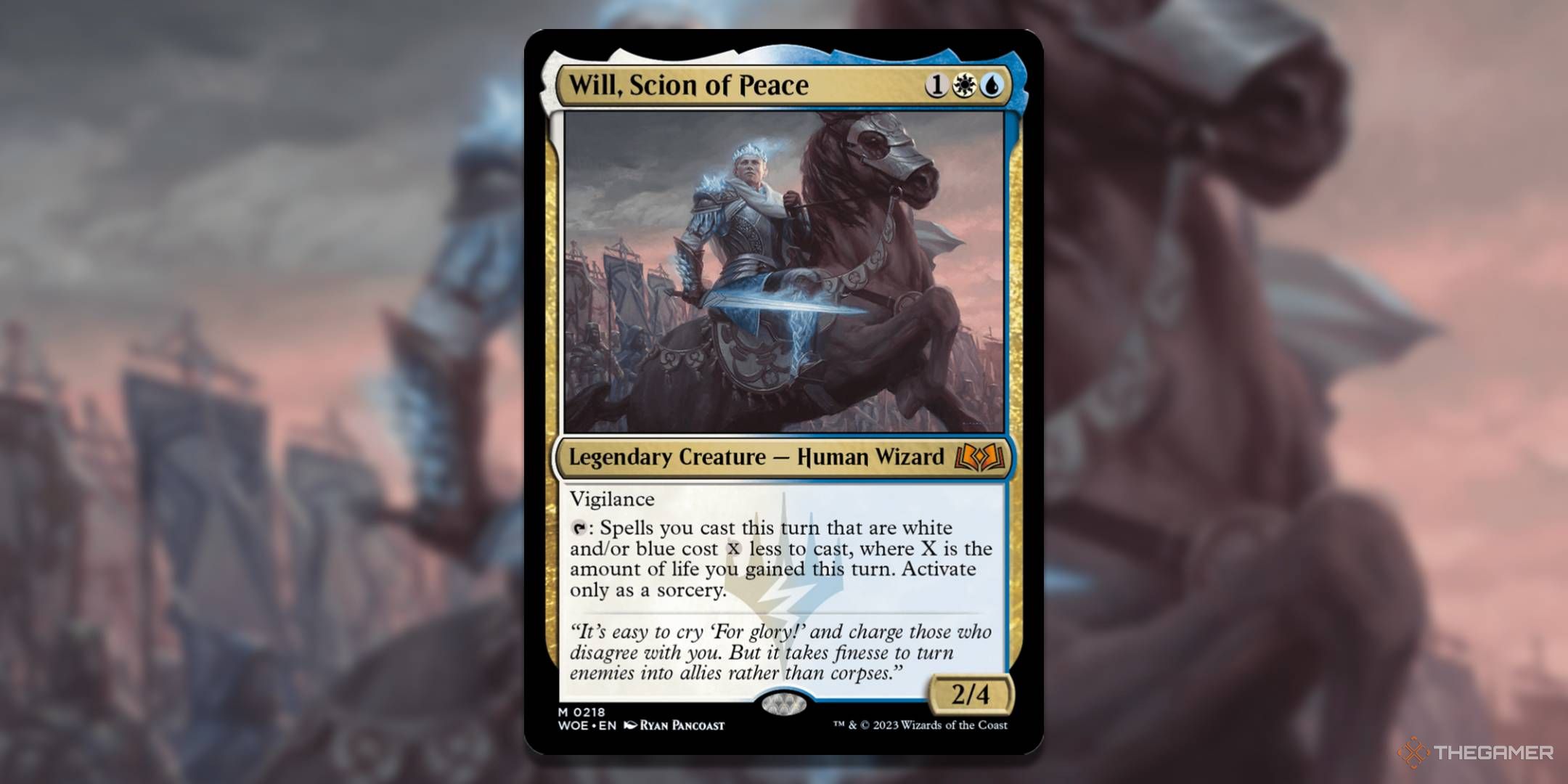 Will, Scion of Peace card with the art in the background.