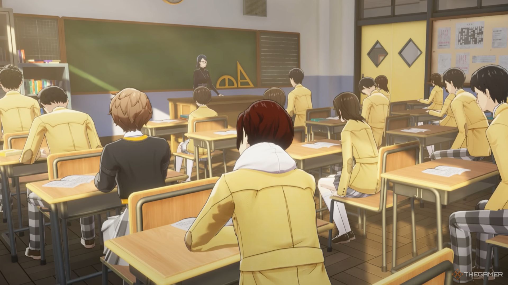 Wonder sitting in the classroom in Persona 5 The Phantom X.