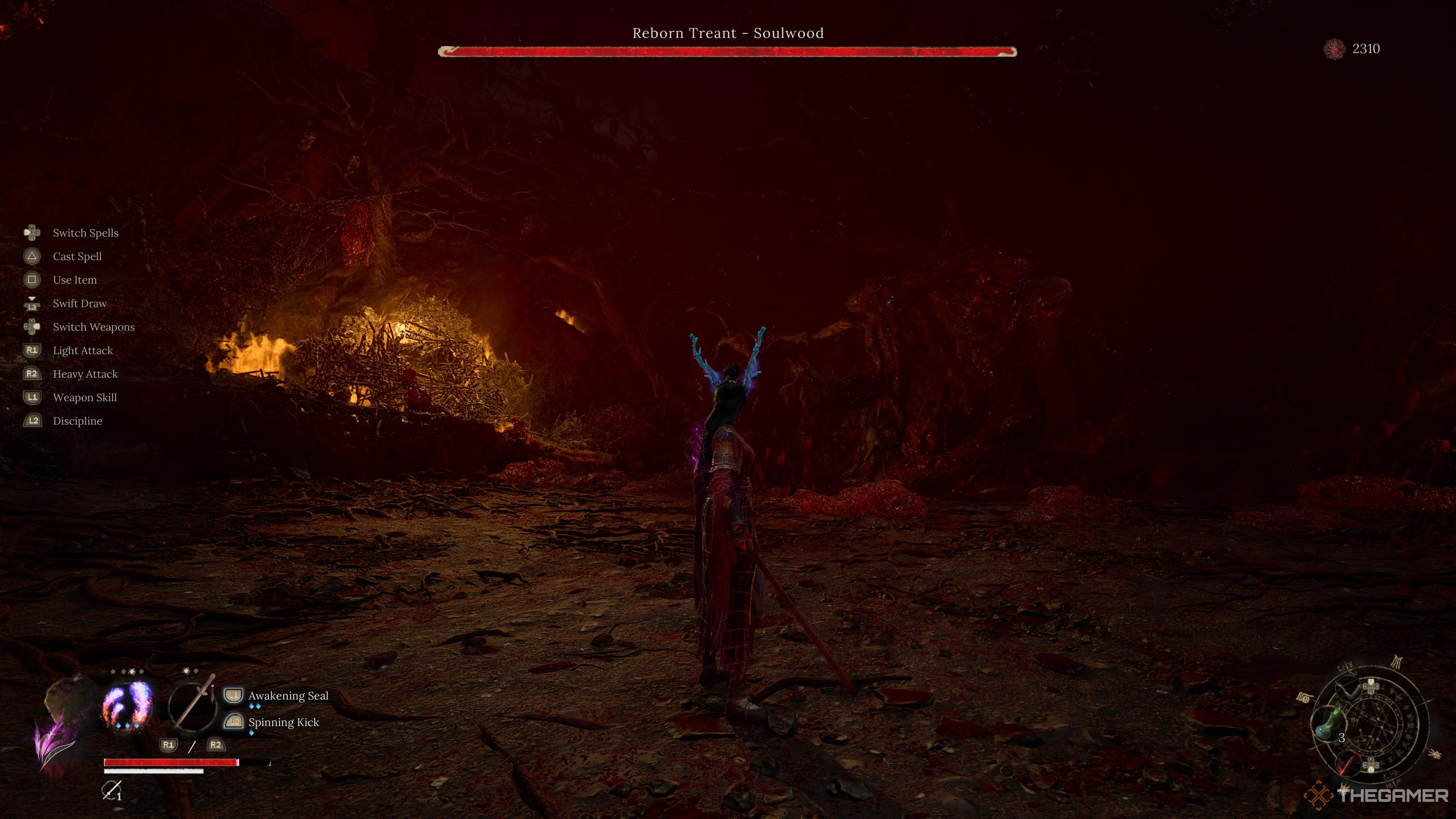 Beginning the fight against reborn treant - soulwood in wuchang: fallen feathers.