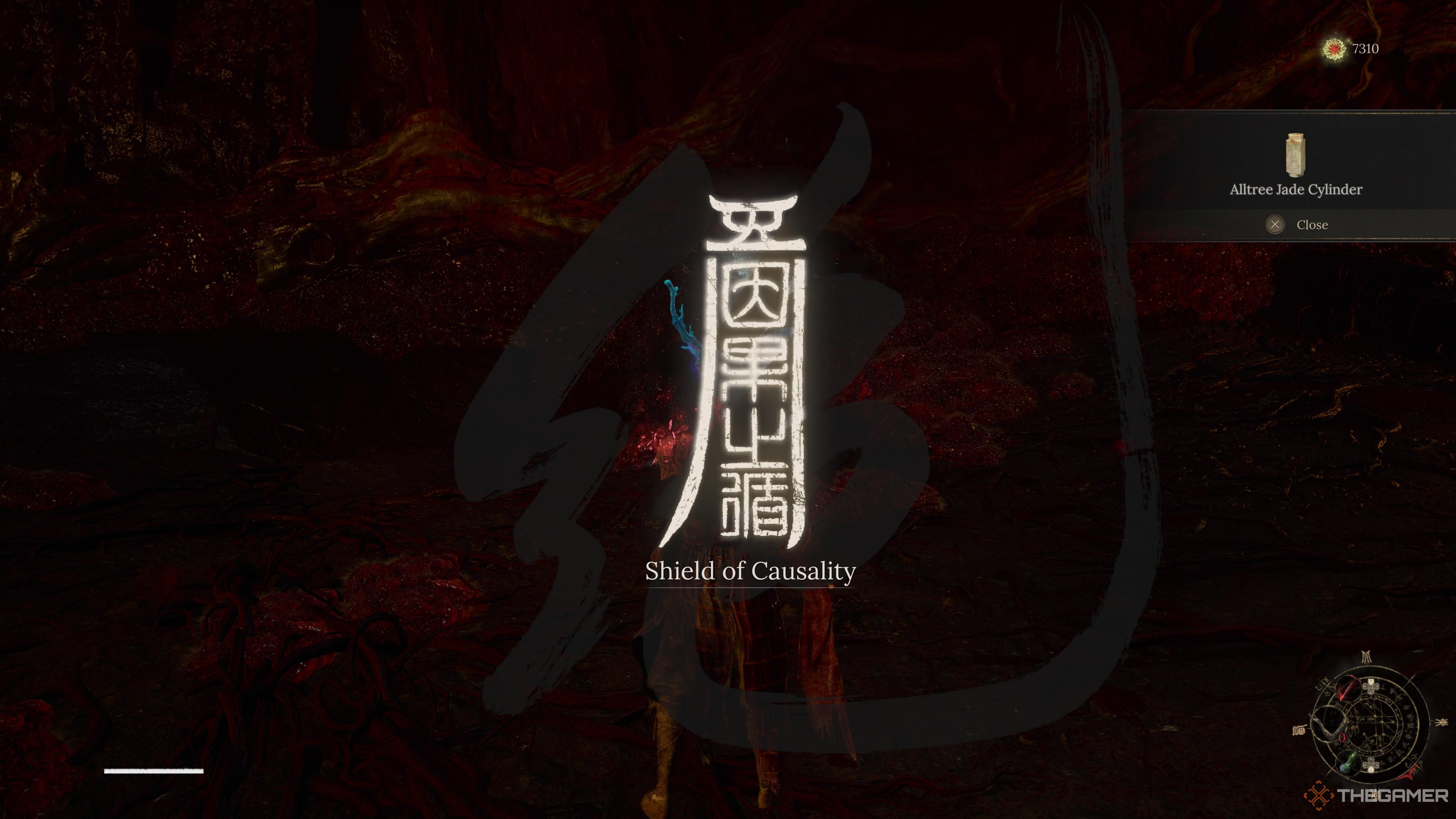 The Shield of Causality appearing after beating the soulwood boss in wuchang fallen feathers.