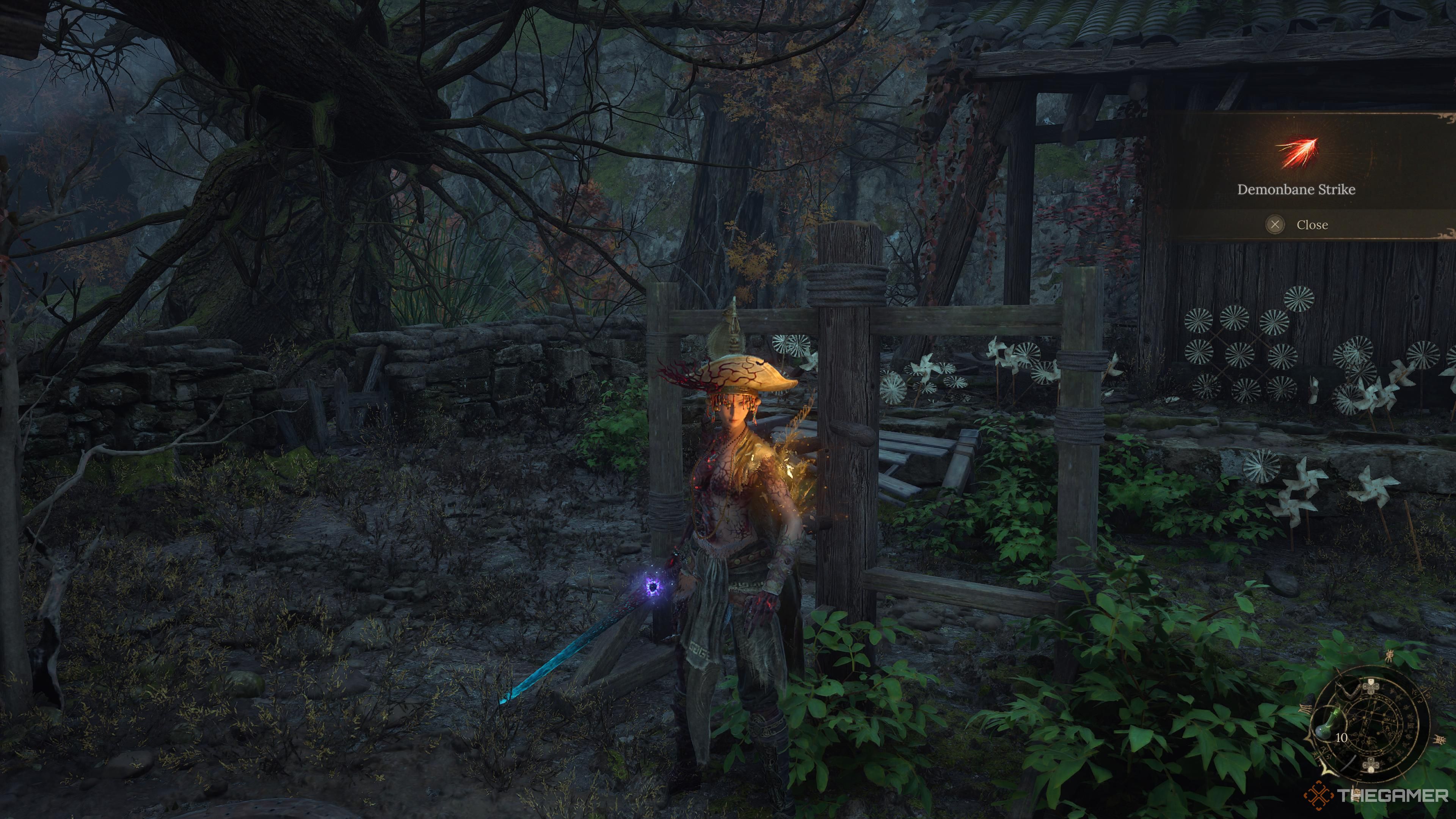 Acquiring the Demonbane Strike spell at the bai mansion in wuchang: fallen feathers.
