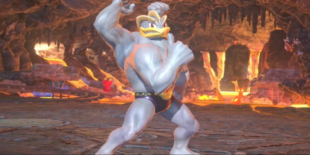 Machamp flexing in Pokken Tournament.