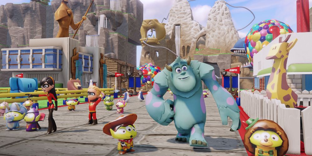 Disney Infinity Sulley and the Incredibles wandering in the Toy Box