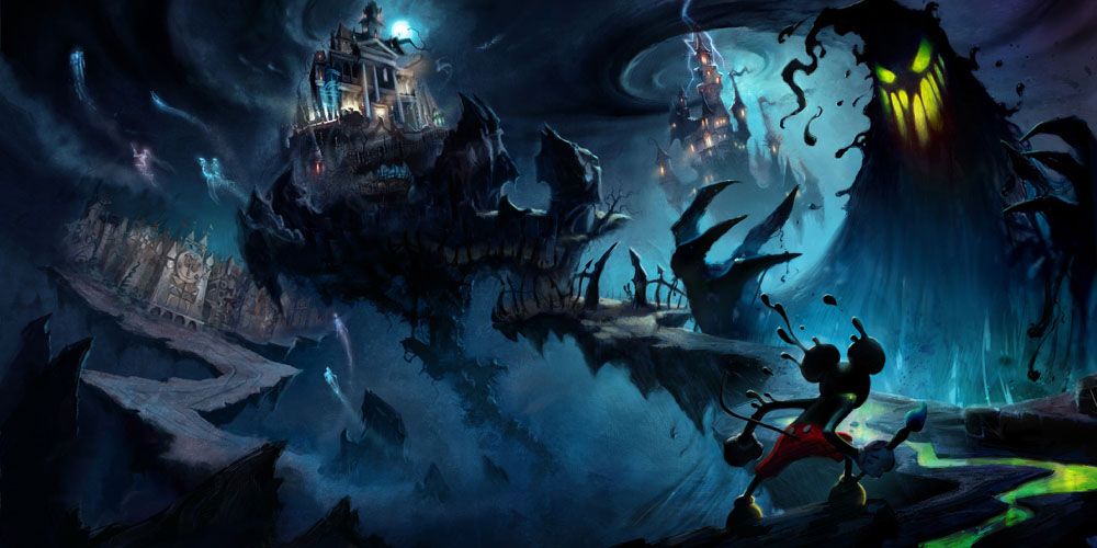 Epic Mickey concept art featuring the dark portrayal