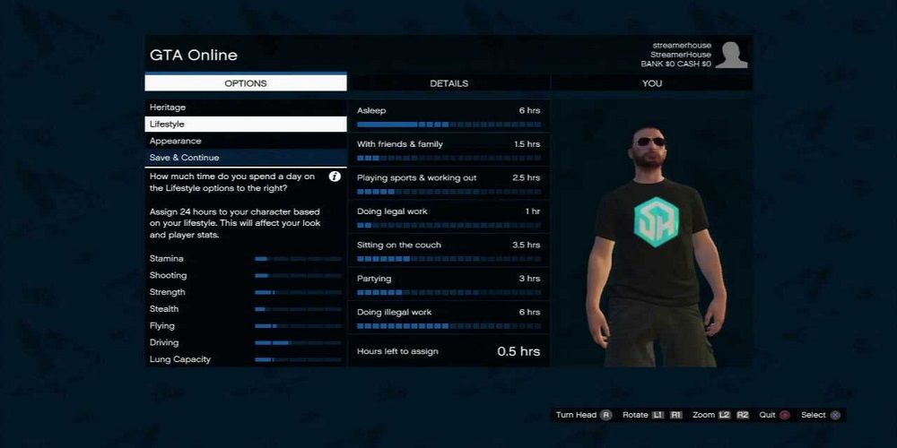 Grand Theft Auto Online Character Stats