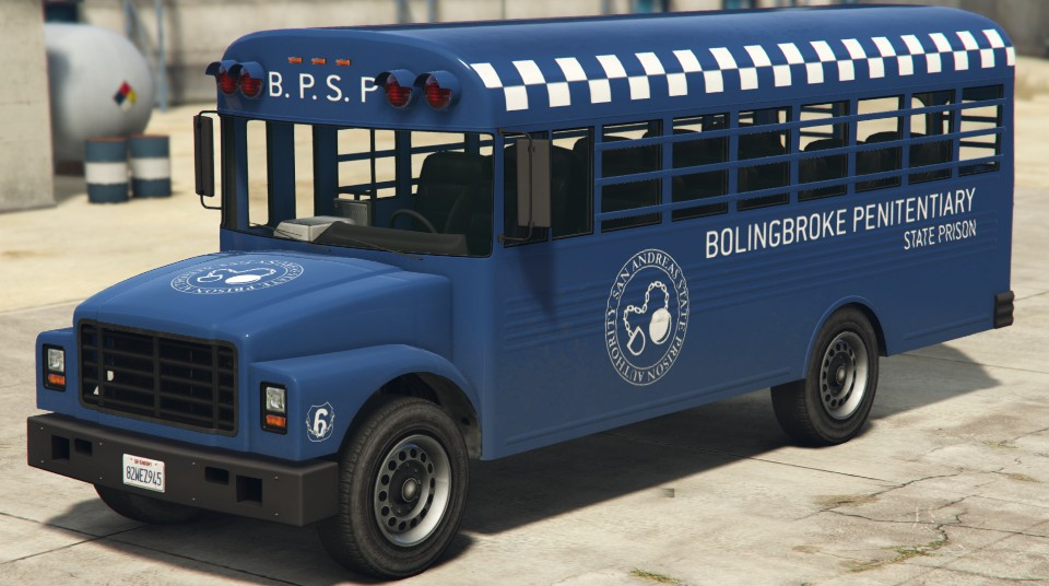 a dark blue prison bus in gta 5