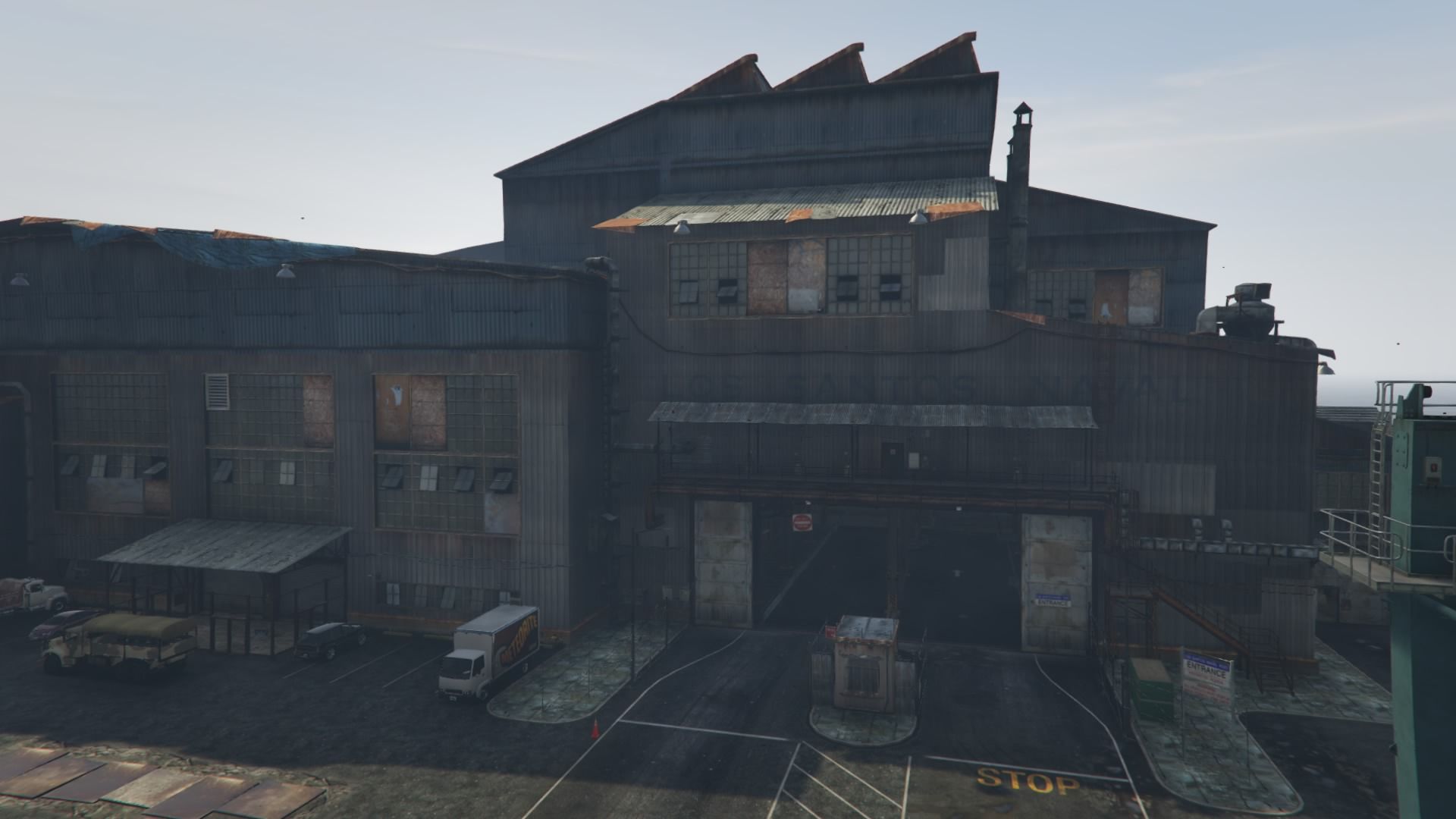 an industrial looking paintball arena in gta 5