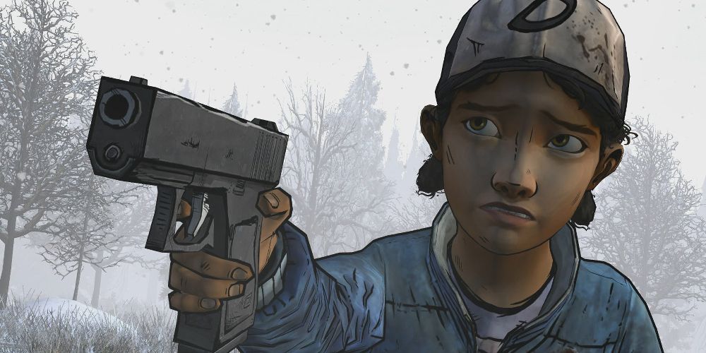 The Walking Dead Screenshot of Clementine Holding A Gun