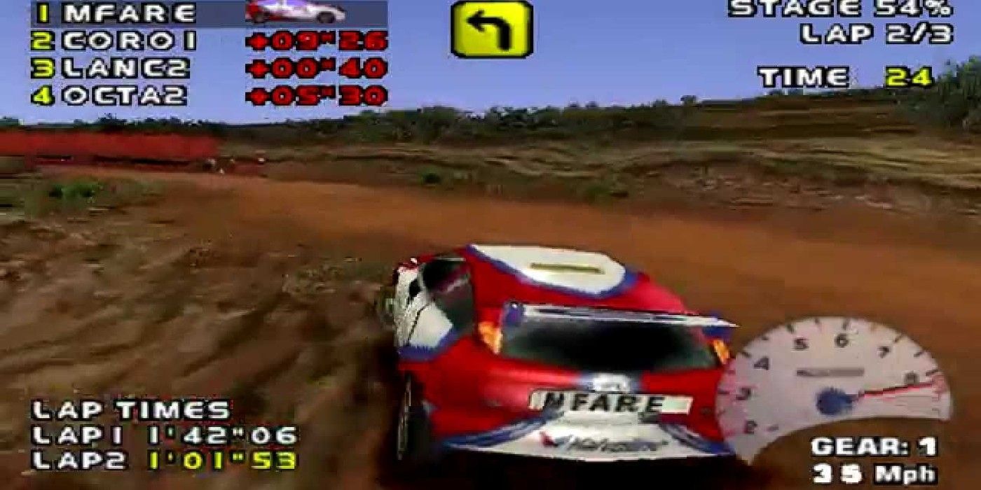 Need For Speed V-Rally gameplay 2 sharp turn on rugged terrain
