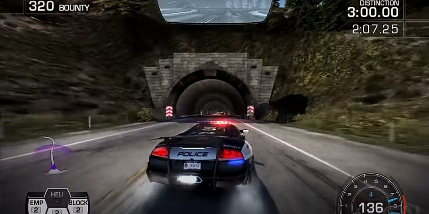 Need for Speed Hot Pursuit 2010 gameplay cop car approaching tunnel