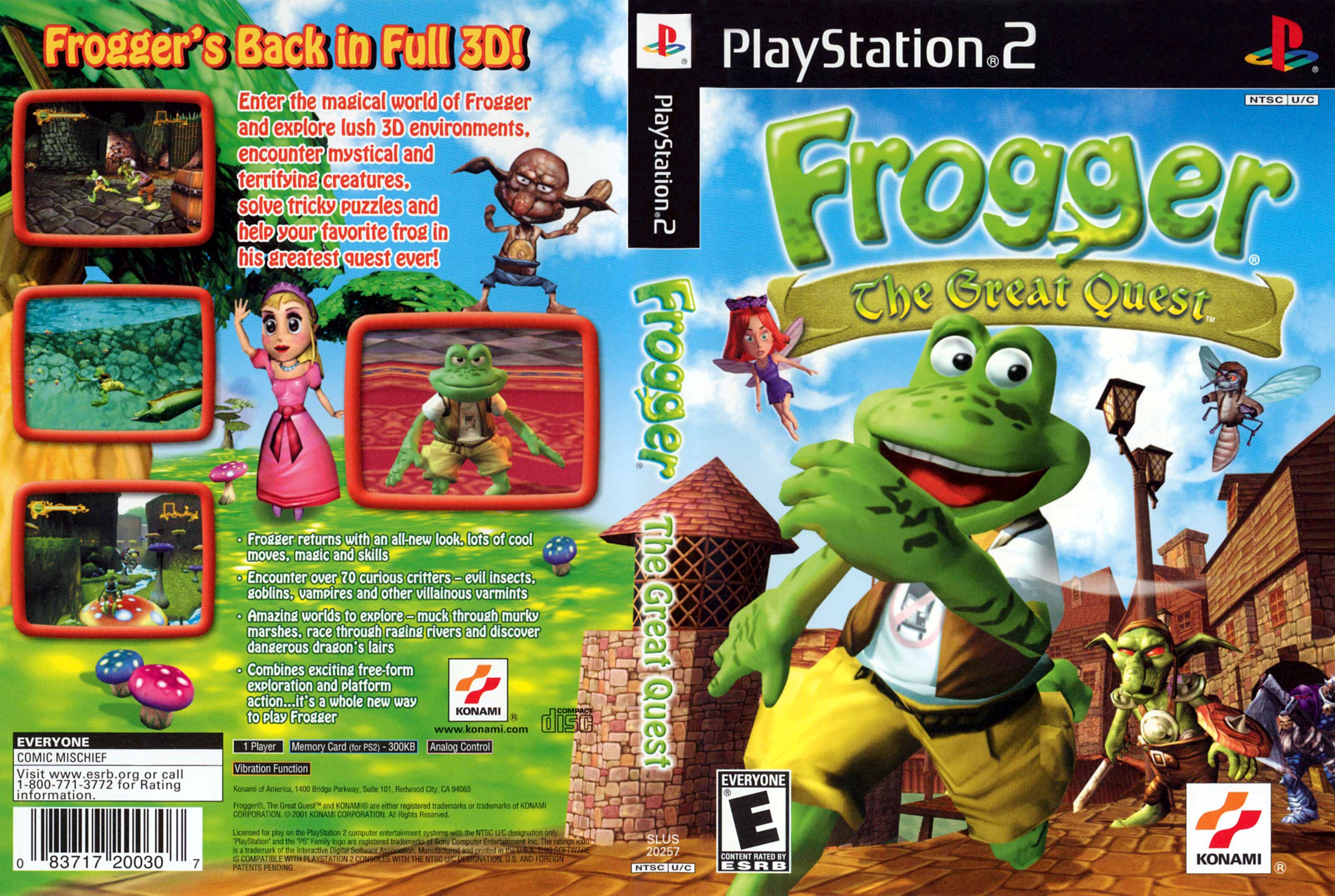 Front and back covers of Frogger The Great Quest