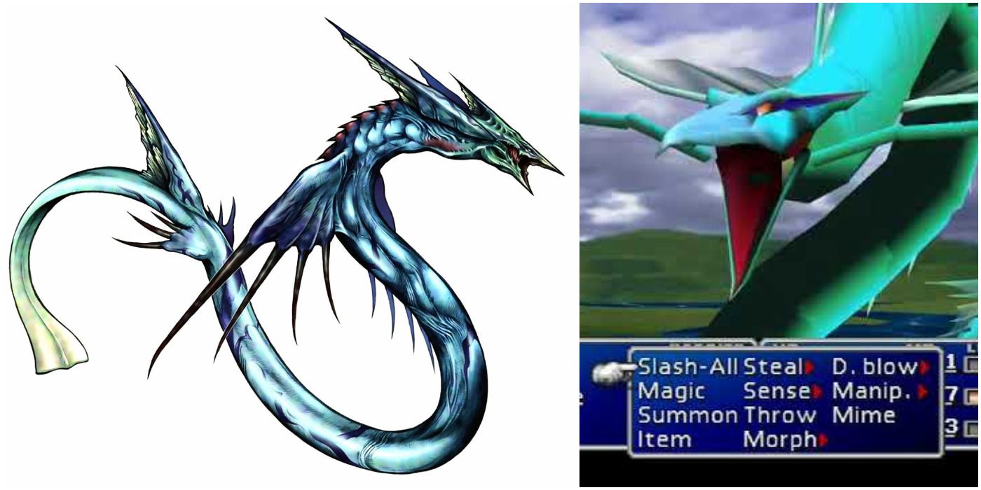 Final Fantasy 7 Leviathan concept art and in-game image.
