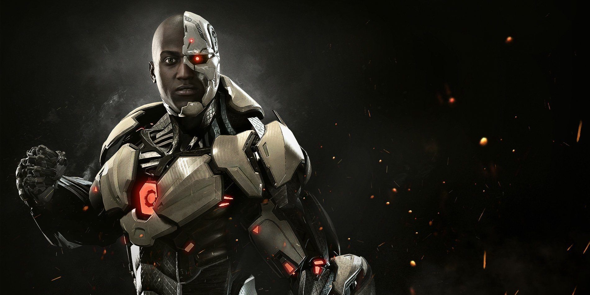 Cyborg from Injustice 2 in a loading screen