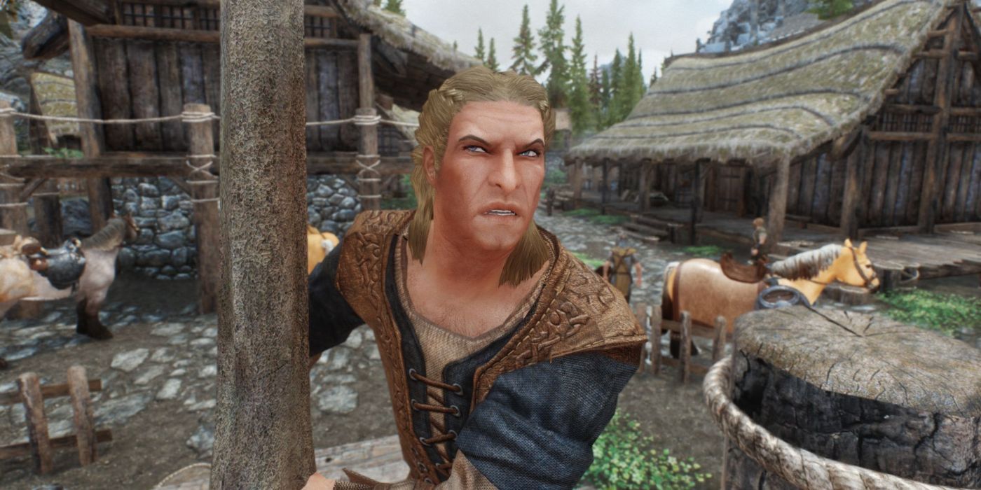 Sven looking angry in skyrim