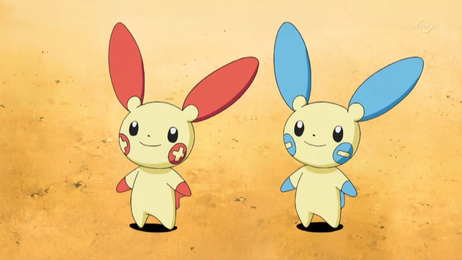 Plusle and Minun from the anime