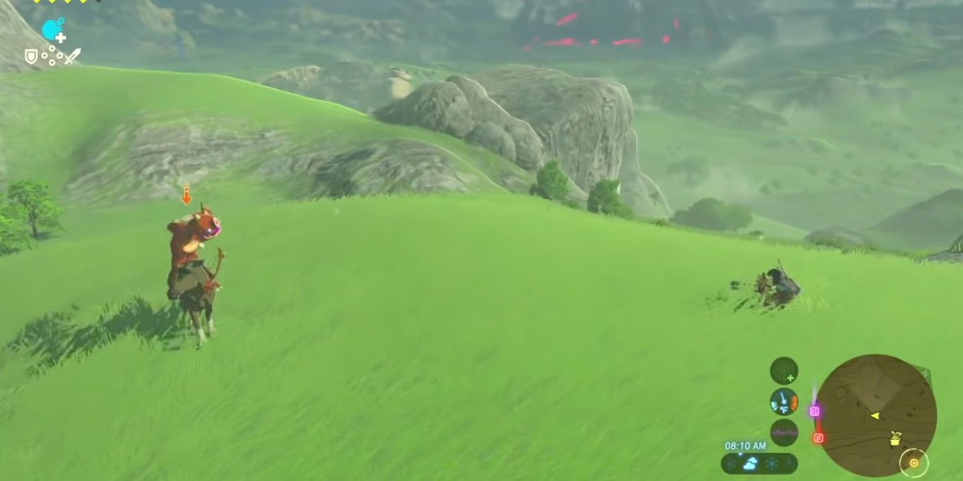 Zelda Breath of the Wild deflect farm arrows from riding Moblins in field