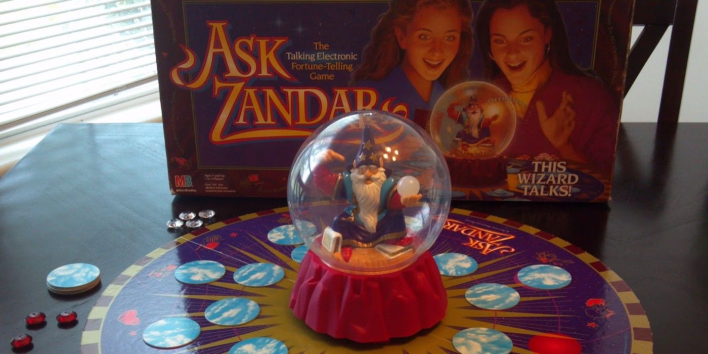 Ask Zandar board game crystal ball and box on table