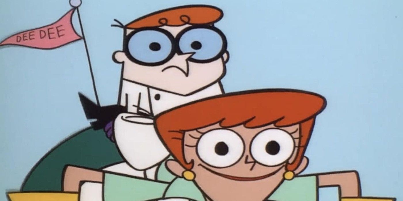 Dexter's Laboratory riding kart with Dexter's mother