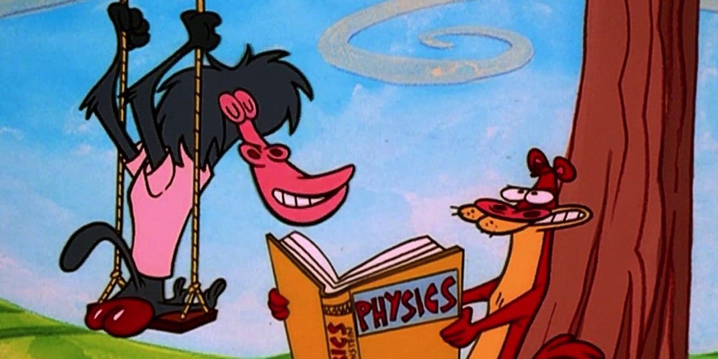I Am Weasel cartoon reading book with baboon