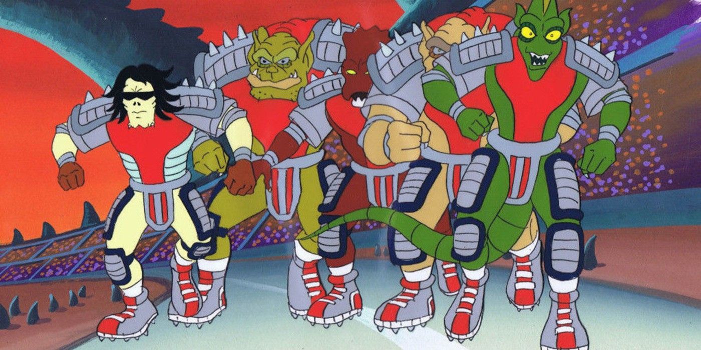 Mutant League cartoon skating on arena track