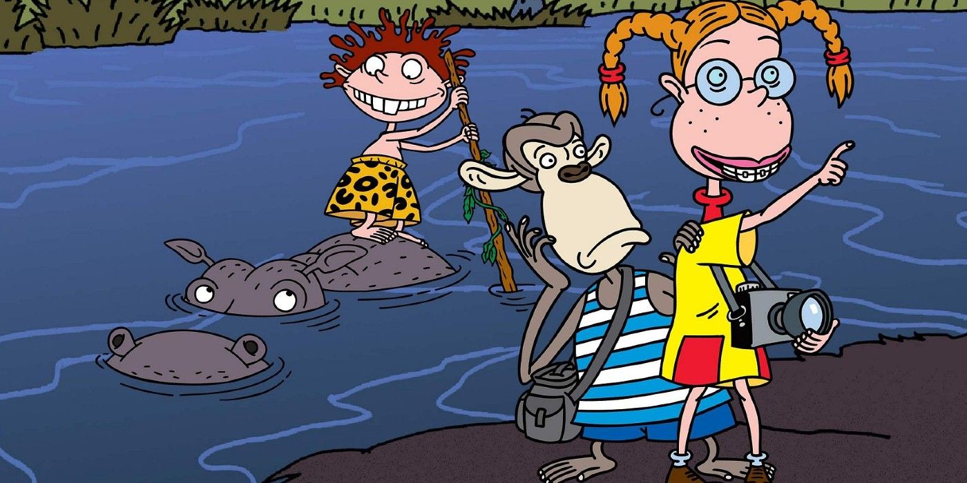 The Wild Thornberrys cartoon cast in jungle at river 