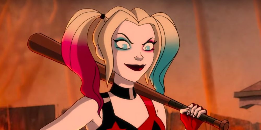 Harley Quinn with a baseball bat in the Harley Quinn show