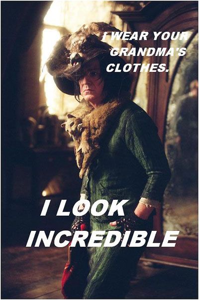 8- When Snape Wears Your Grandma's Clothes And Looks Incredible