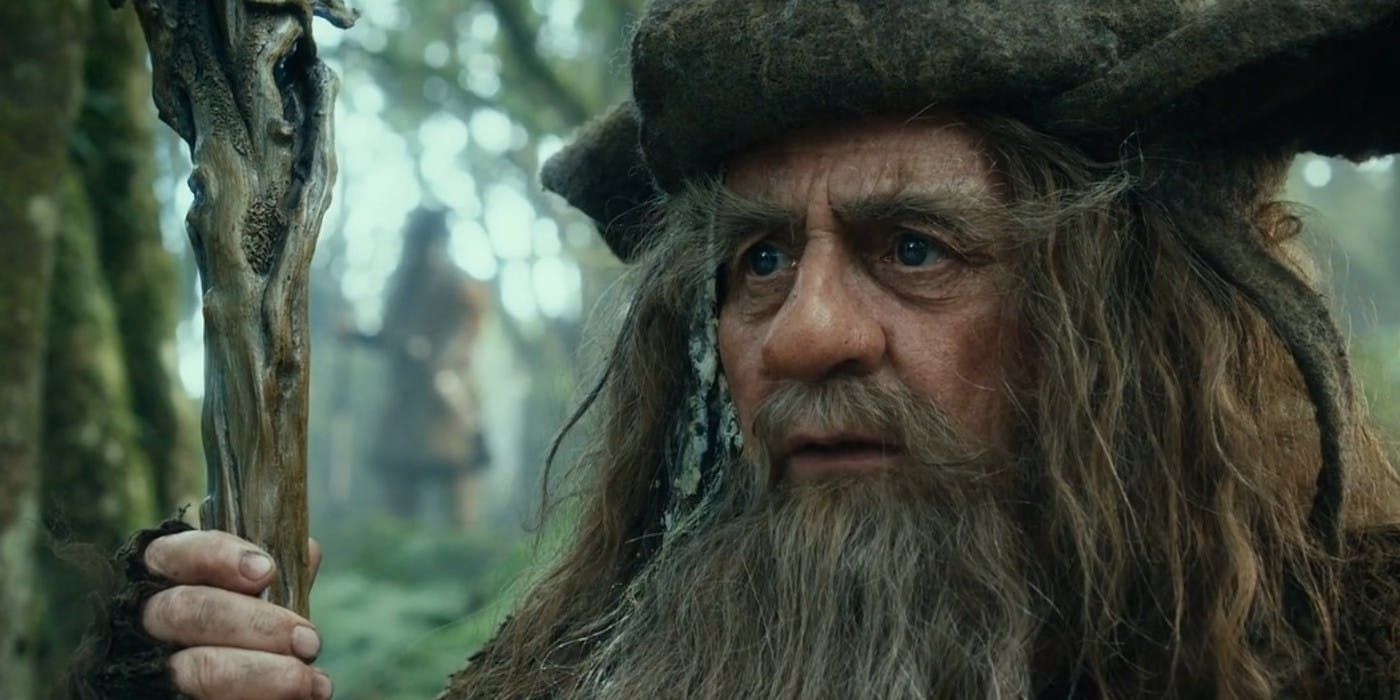 radagast the brown looking disheveled in the forest