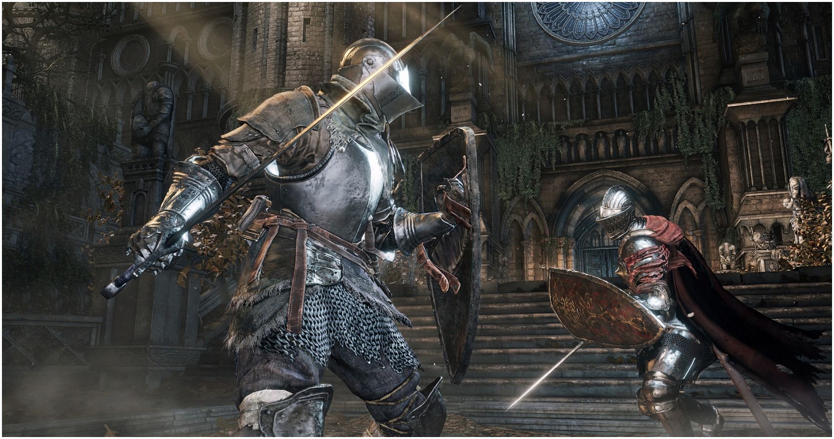 The player facing a Knight.