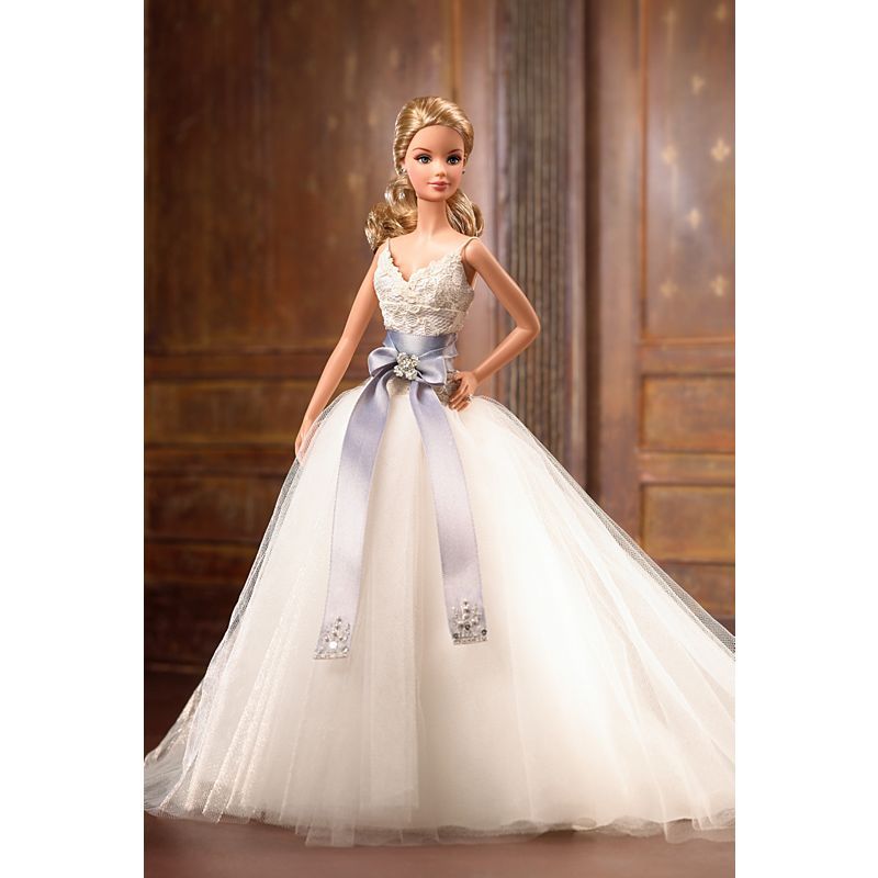 Barbie Collector White/Cream Satin & Lace 4 Pc Wedding Dress & Veil Mattel  💍