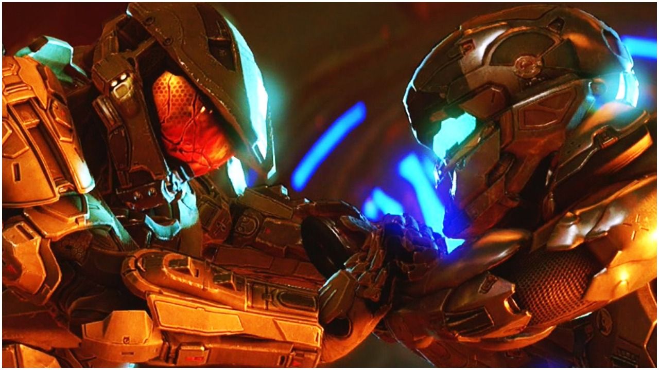 Master Chief fighting with Spartan Locke