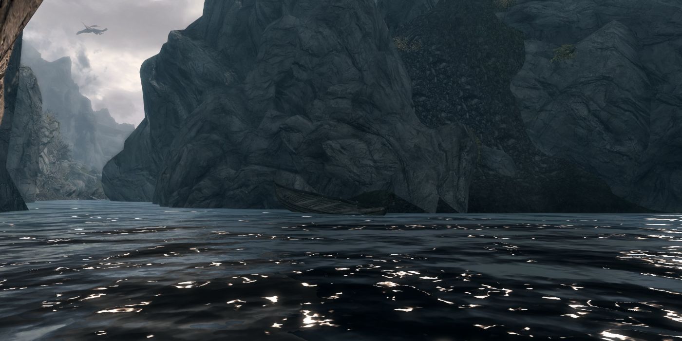 Skyrim Abandoned Rowboat In The Sea of Ghosts