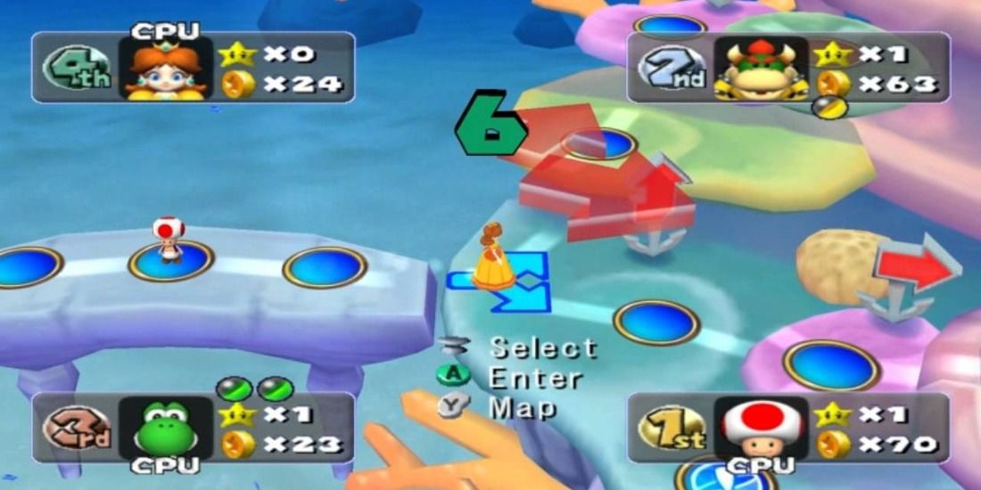 Wandering an underwater board in Mario Party 5