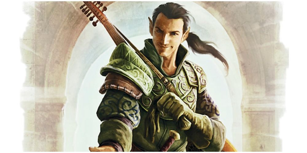 Art of Elven bard with instrument strapped to his back