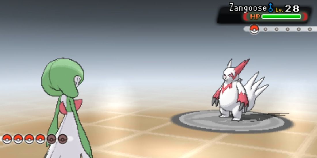 Zangoose facing a Gardevoir in Pokemon X and Y