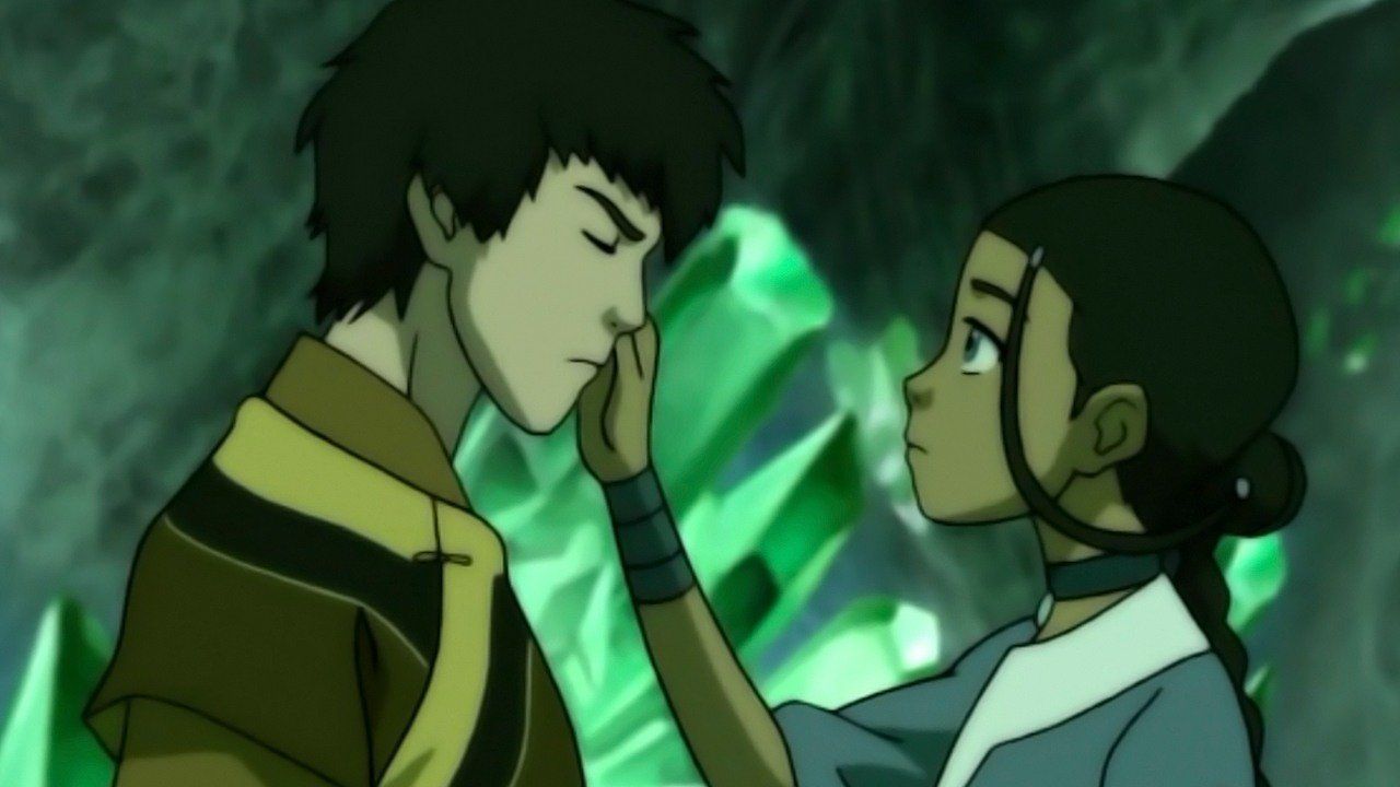 Avatar The Last Air Bender Katara touching Zuko's face