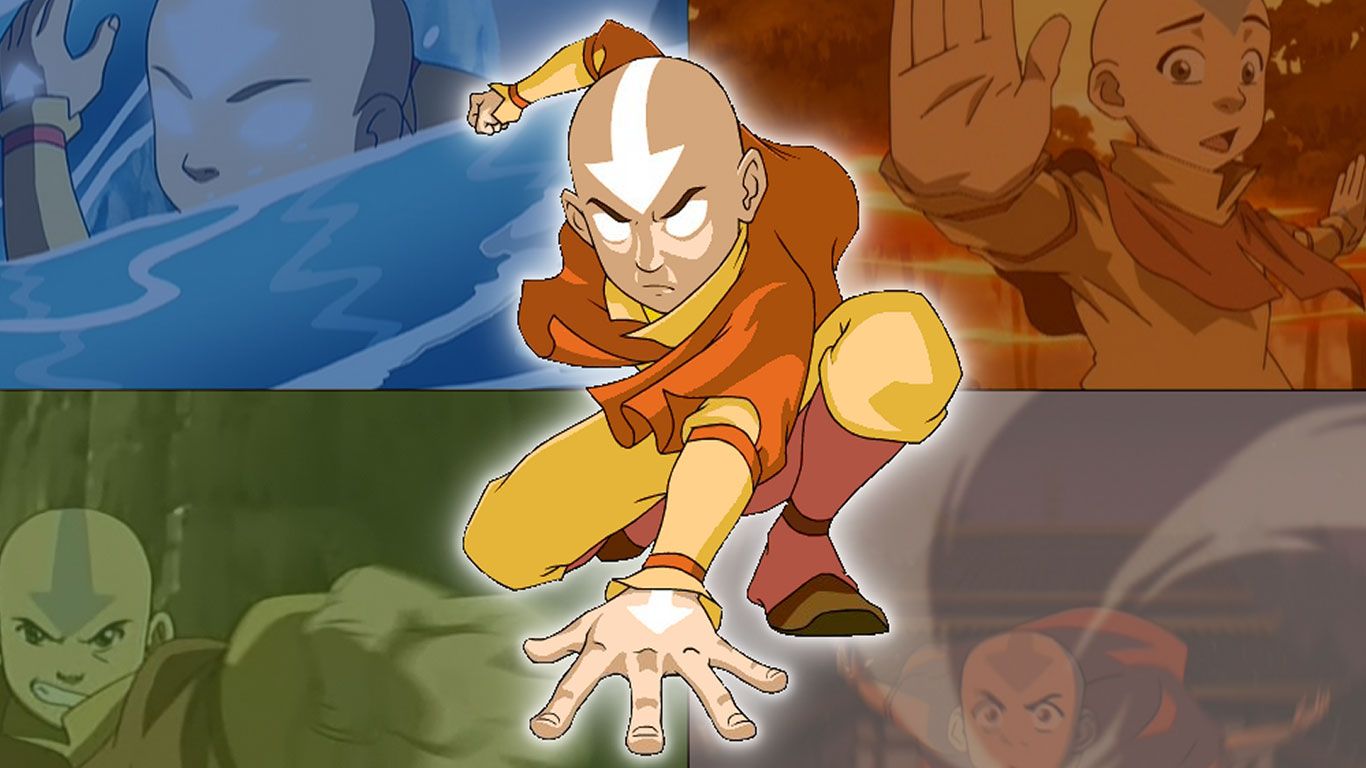 split image, Aang cleansing his chakra, The Last Airbender
