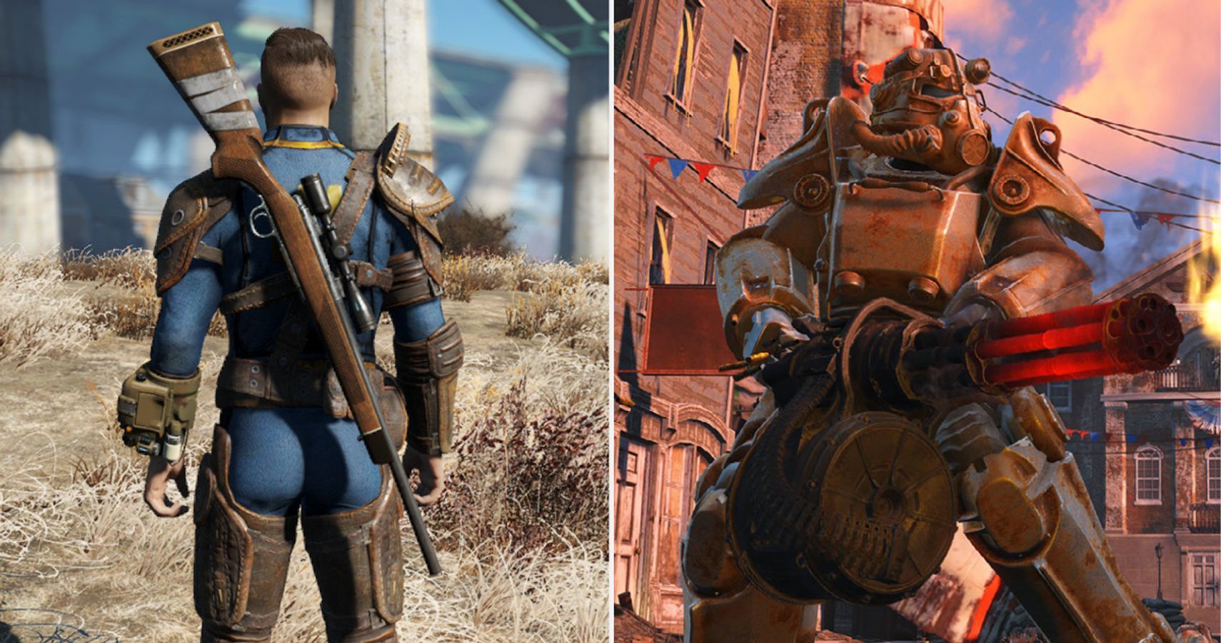 Fallout 4 Rifle and Minigun wielded by Sole Survivor