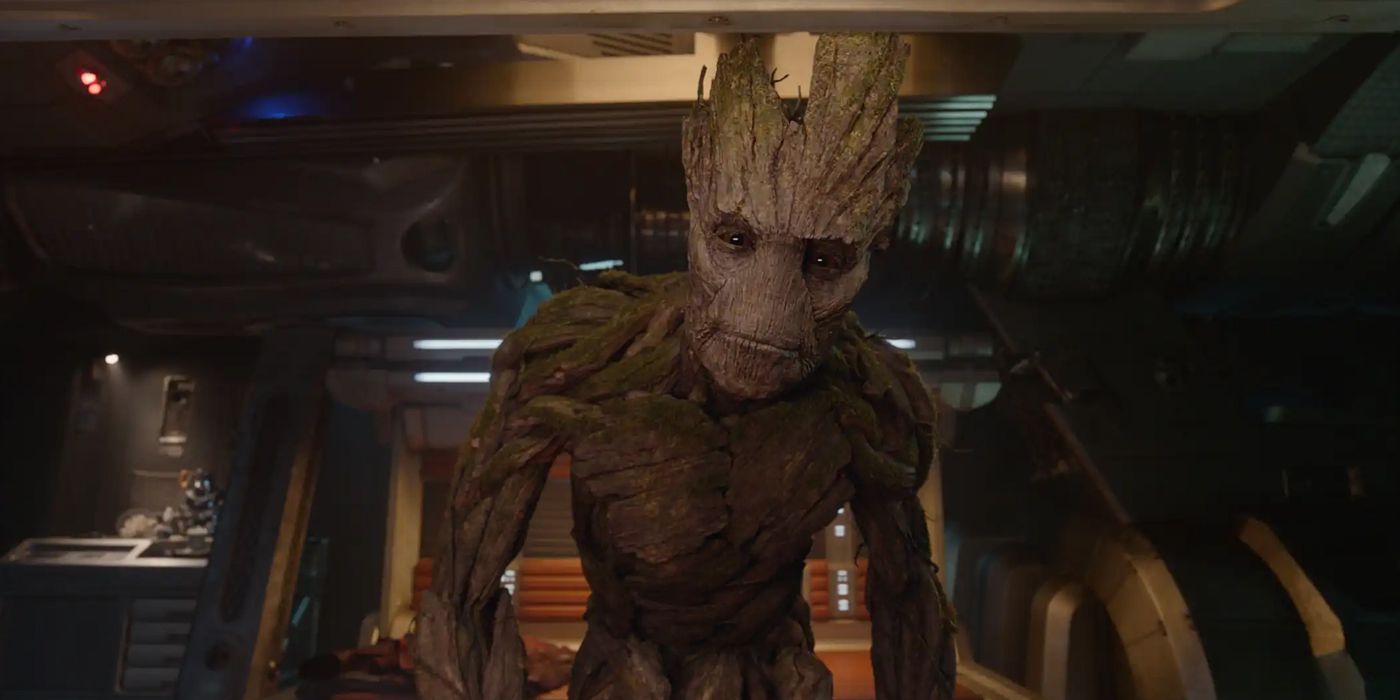 Groot looking at the camera in the MCU