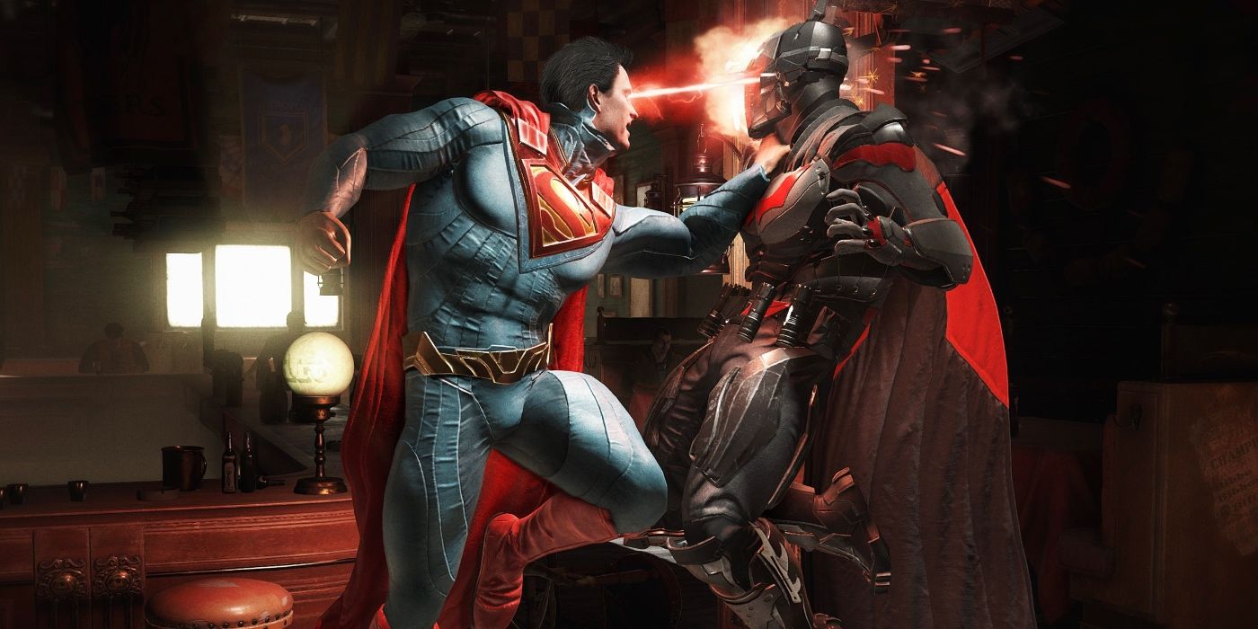 Superman using armored costumes in Injustice 2