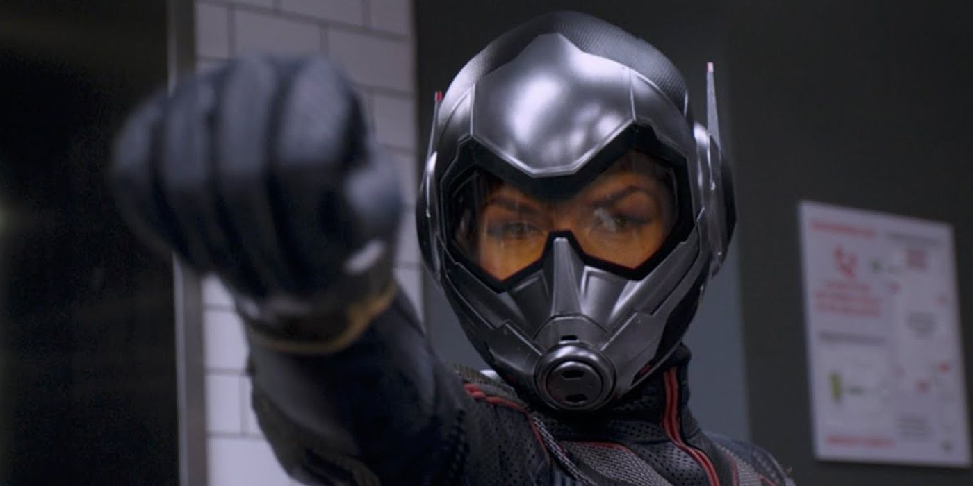 Wasp aiming her blaster in the MCU
