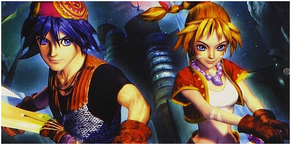 Serge and Kid in Chrono Cross smiling as they get their weapons ready