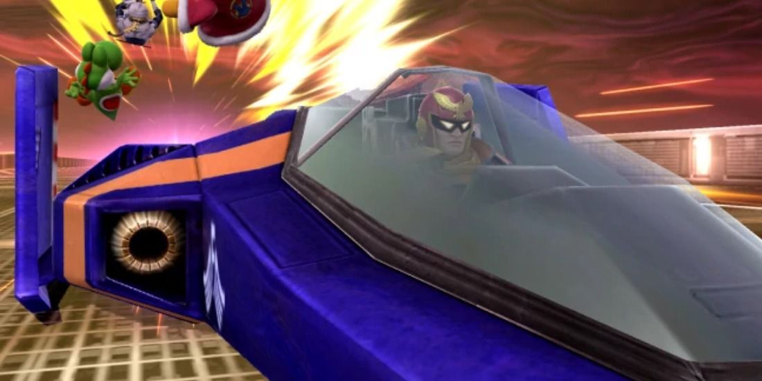 Captain Falcon running over his opponents in Super Smash Bros Ultimate