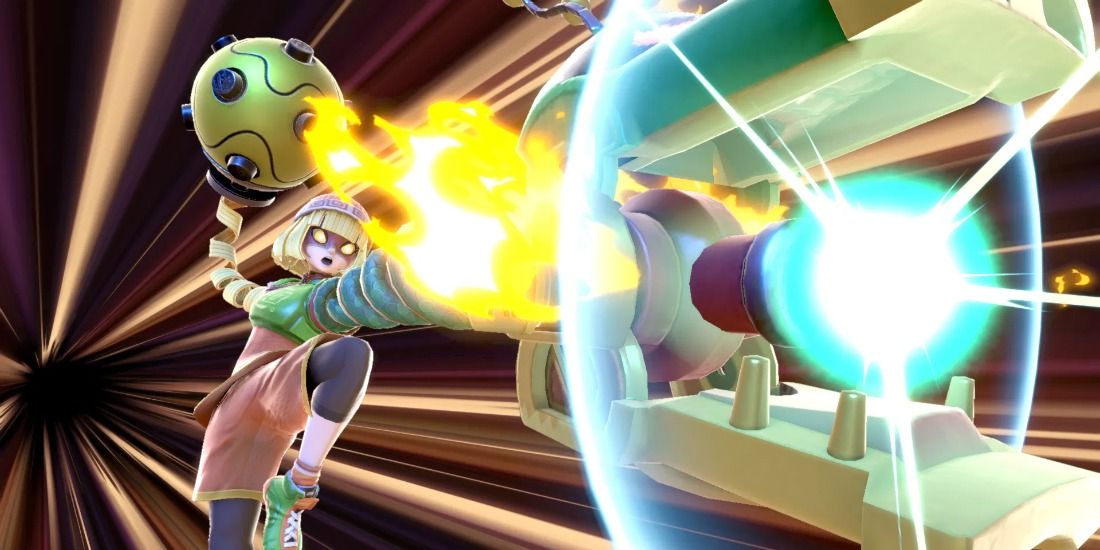 Min Min using her ARMS Rush Final Smash in Super Smash Bros Ultimate
