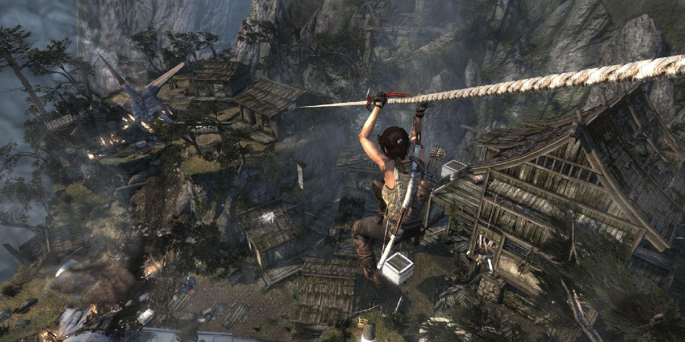 Tomb Raider Screenshot Of Lara Croft Zipline
