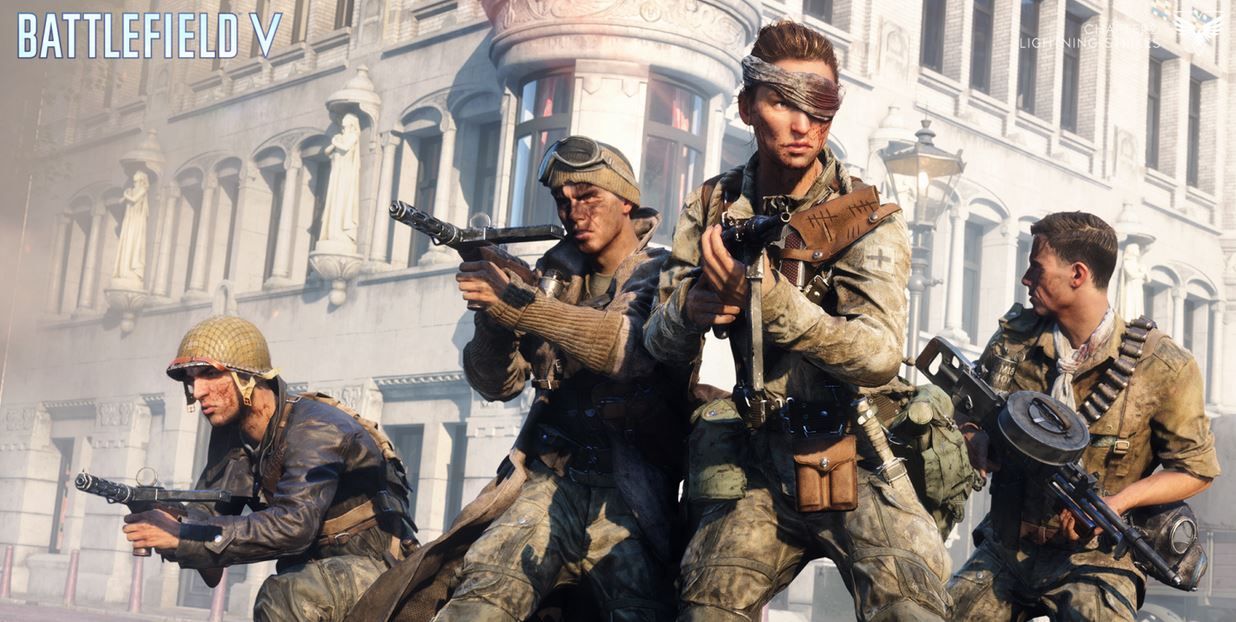 A shot of the characters in Battlefield V