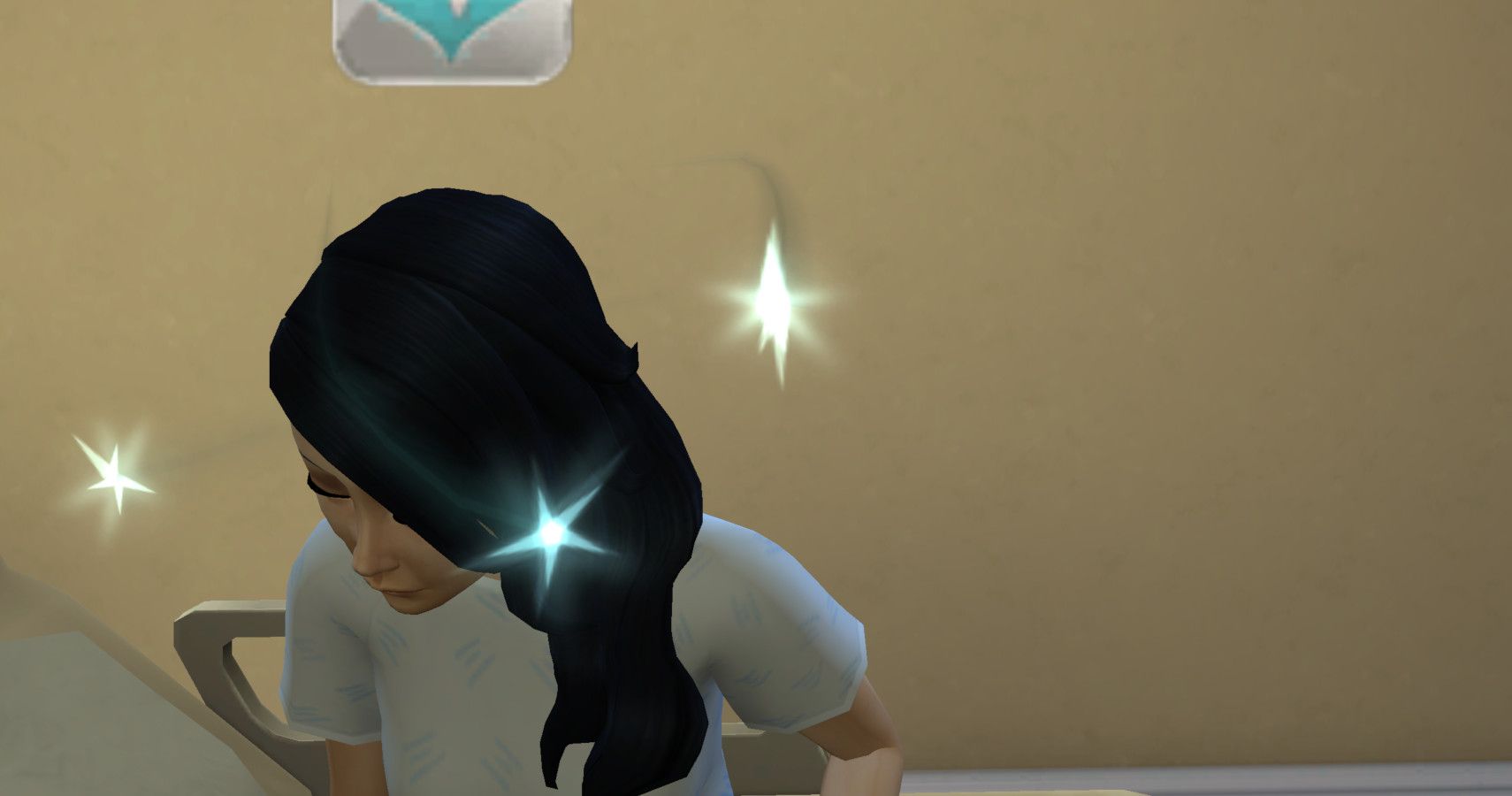 A sim with dizziness and stars