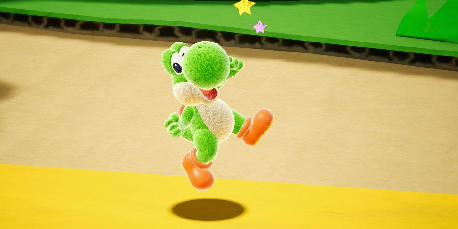 Yoshi Jumping in Yoshi's Crafted World